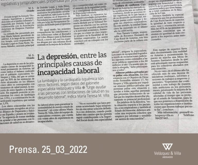 Incapacidad laboral por depresion en asturias